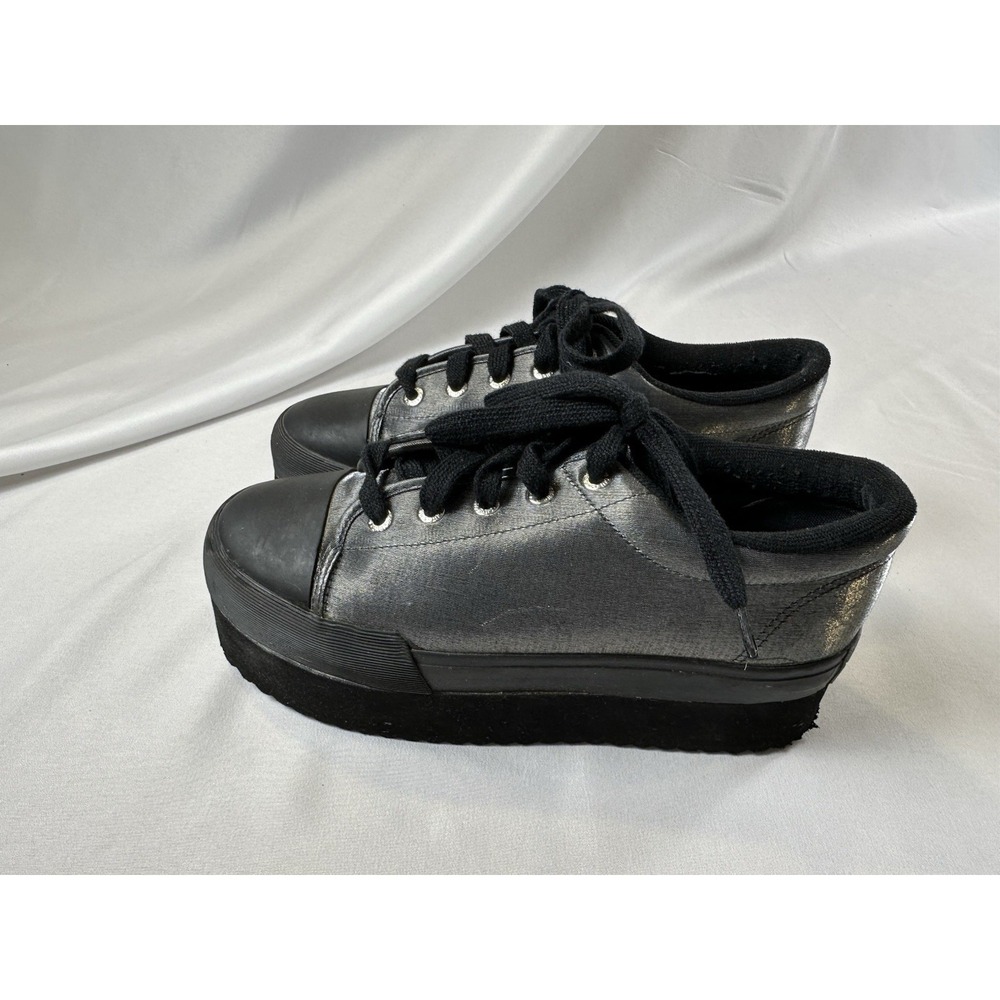 Sideout Sister Company Volatile Vtg Platform Lizzie Silver Black Shoes Women Sz8 - Picture 3 of 10